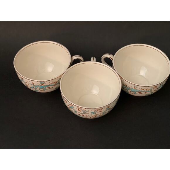 Rare Alfred Meakin Brierley Teacup & Saucer Set (3 Cups, 2 Saucers) | Antique - Picture 9 of 10